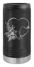 Load image into Gallery viewer, Heart Flowers Stethescope Laser Engraved Slim Can Insulated Koosie
