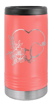 Load image into Gallery viewer, Heart Flowers Stethescope Laser Engraved Slim Can Insulated Koosie
