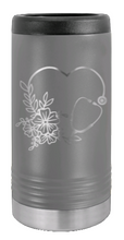 Load image into Gallery viewer, Heart Flowers Stethescope Laser Engraved Slim Can Insulated Koosie
