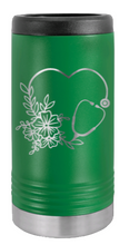 Load image into Gallery viewer, Heart Flowers Stethescope Laser Engraved Slim Can Insulated Koosie
