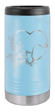 Load image into Gallery viewer, Heart Flowers Stethescope Laser Engraved Slim Can Insulated Koosie
