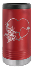 Load image into Gallery viewer, Heart Flowers Stethescope Laser Engraved Slim Can Insulated Koosie
