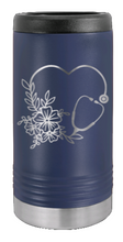 Load image into Gallery viewer, Heart Flowers Stethescope Laser Engraved Slim Can Insulated Koosie
