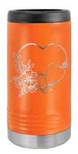 Load image into Gallery viewer, Heart Flowers Stethescope Laser Engraved Slim Can Insulated Koosie
