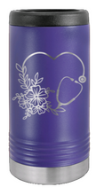 Load image into Gallery viewer, Heart Flowers Stethescope Laser Engraved Slim Can Insulated Koosie
