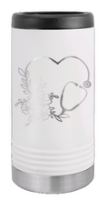 Load image into Gallery viewer, Heart Flowers Stethescope Laser Engraved Slim Can Insulated Koosie
