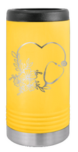 Load image into Gallery viewer, Heart Flowers Stethescope Laser Engraved Slim Can Insulated Koosie
