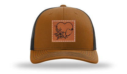 Heart Flowers Stethoscope Leather Patch Richardson 112 Hat