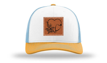 Heart Flowers Stethoscope Leather Patch Richardson 112 Hat