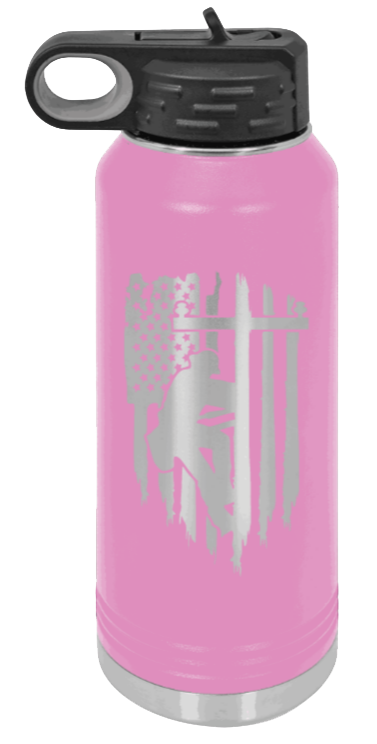 Lineman - 32oz Water Bottle Laser Engraved- Light Purple