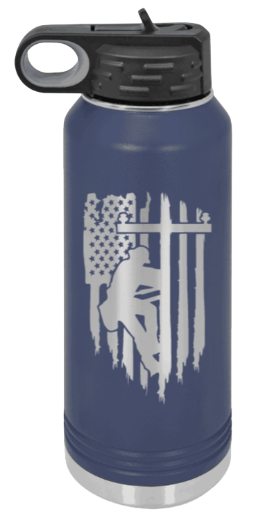 Lineman - 32oz Water Bottle Laser Engraved- Navy
