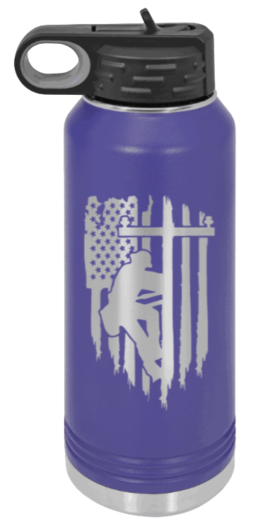 Lineman - 32oz Water Bottle Laser Engraved- Purple