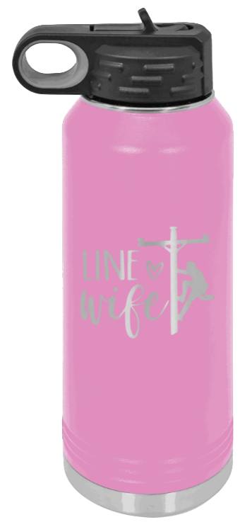 Line Wife - 32oz Water Bottle Laser Engraved- Light Purple