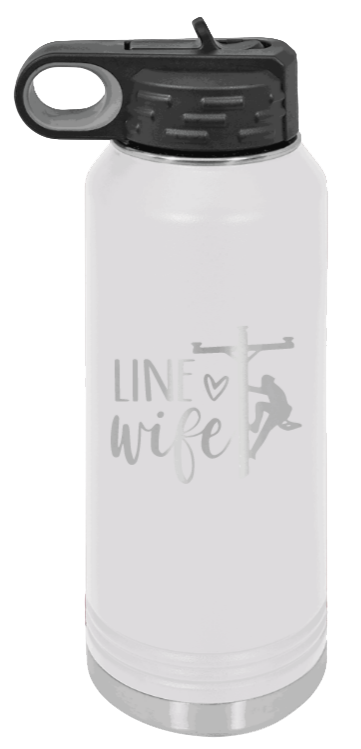 Line Wife - 32oz Water Bottle Laser Engraved- White