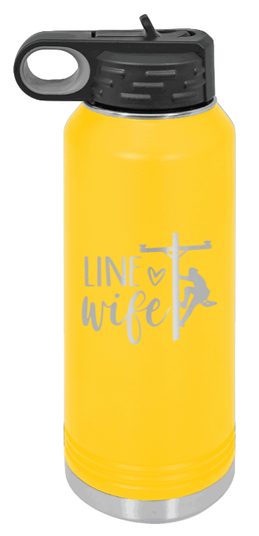 Line Wife - 32oz Water Bottle Laser Engraved- Yellow