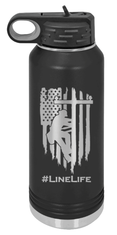 #Linelife - 32oz Water Bottle Laser Engraved- Black