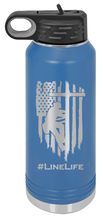#Linelife - 32oz Water Bottle Laser Engraved- Royal Blue
