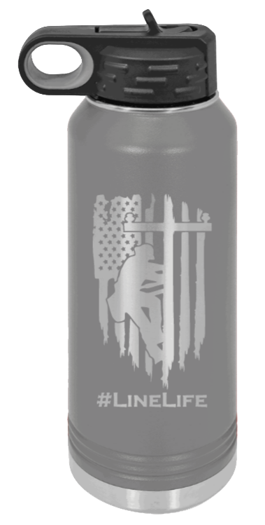 #Linelife - 32oz Water Bottle Laser Engraved- Dark Grey