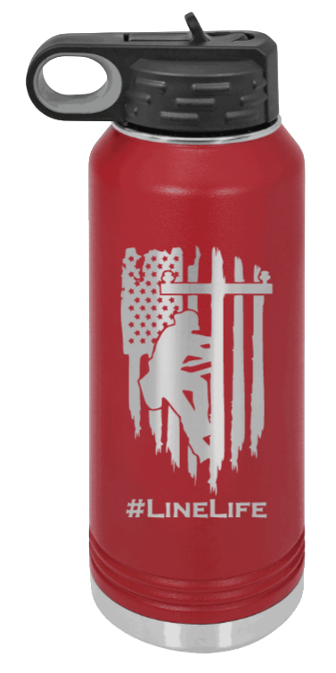 #Linelife - 32oz Water Bottle Laser Engraved- Maroon