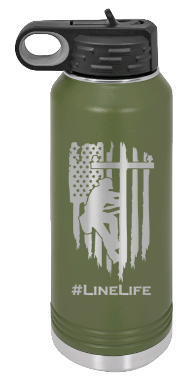 #Linelife - 32oz Water Bottle Laser Engraved- Olive