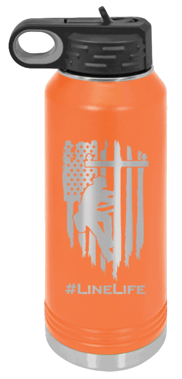 #Linelife - 32oz Water Bottle Laser Engraved- Orange