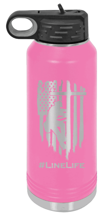 #Linelife - 32oz Water Bottle Laser Engraved- Pink