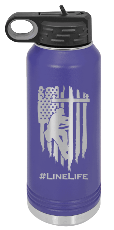 #Linelife - 32oz Water Bottle Laser Engraved- Purple