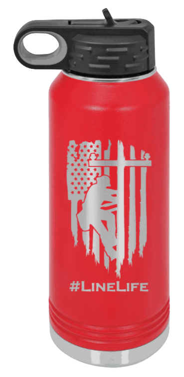 #Linelife - 32oz Water Bottle Laser Engraved- Red