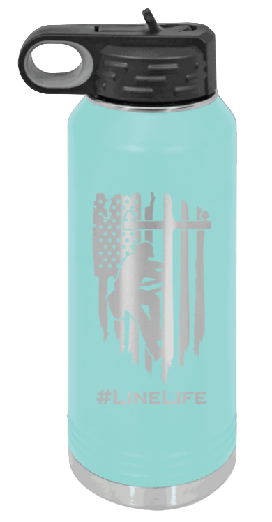 #Linelife - 32oz Water Bottle Laser Engraved- Teal