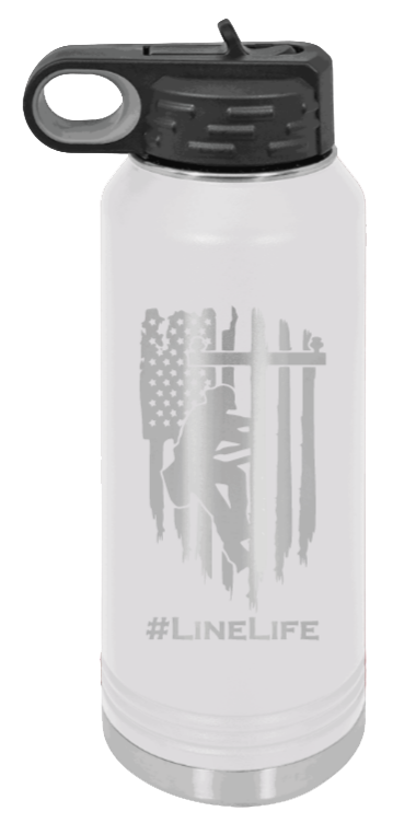 #Linelife - 32oz Water Bottle Laser Engraved- White