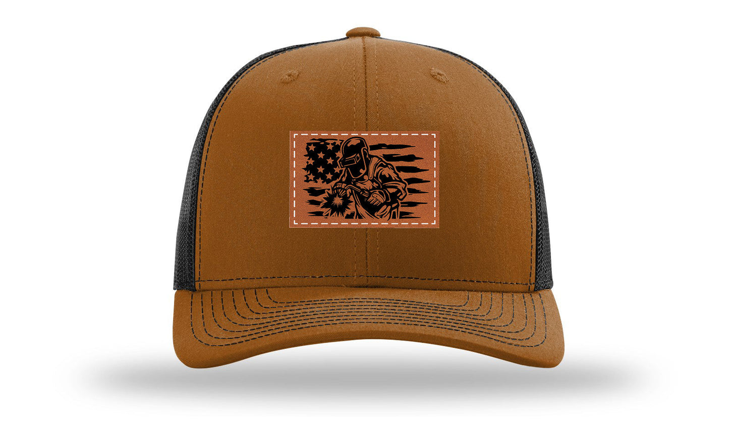 Welder Flag Leather Patch Richardson 112 Hat