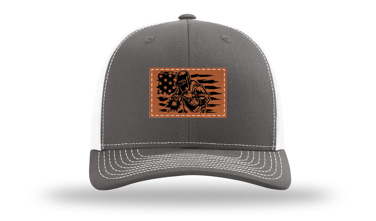 Welder Flag Leather Patch Richardson 112 Hat