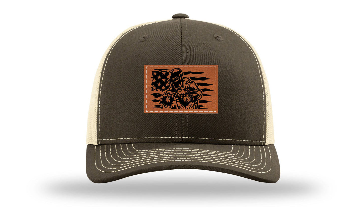 Welder Flag Leather Patch Richardson 112 Hat