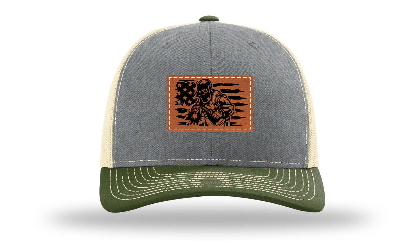 Welder Flag Leather Patch Richardson 112 Hat