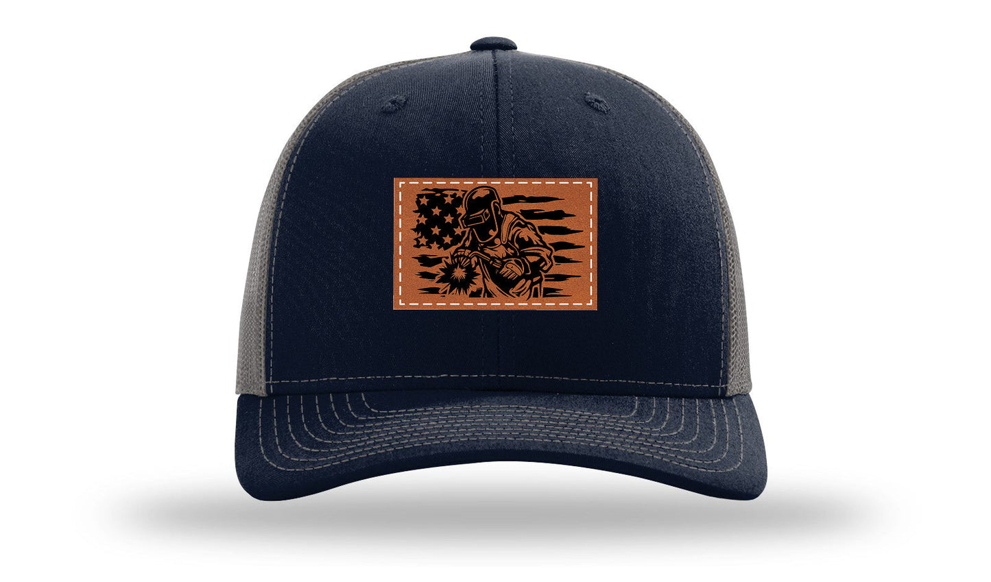 Welder Flag Leather Patch Richardson 112 Hat