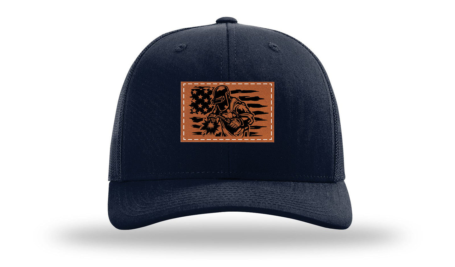 Welder Flag Leather Patch Richardson 112 Hat