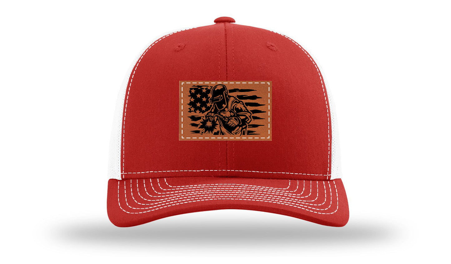 Welder Flag Leather Patch Richardson 112 Hat