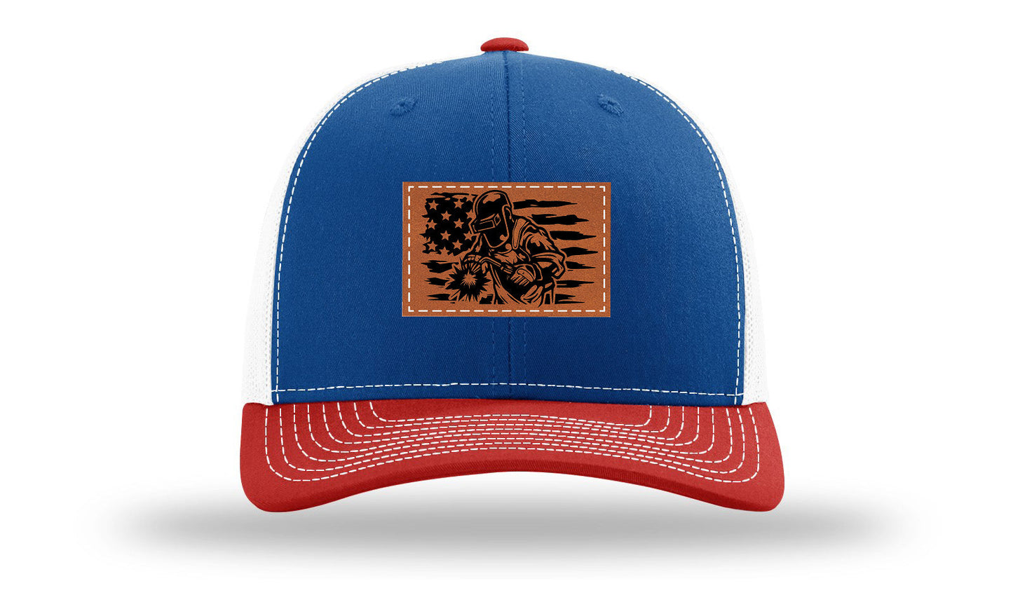 Welder Flag Leather Patch Richardson 112 Hat