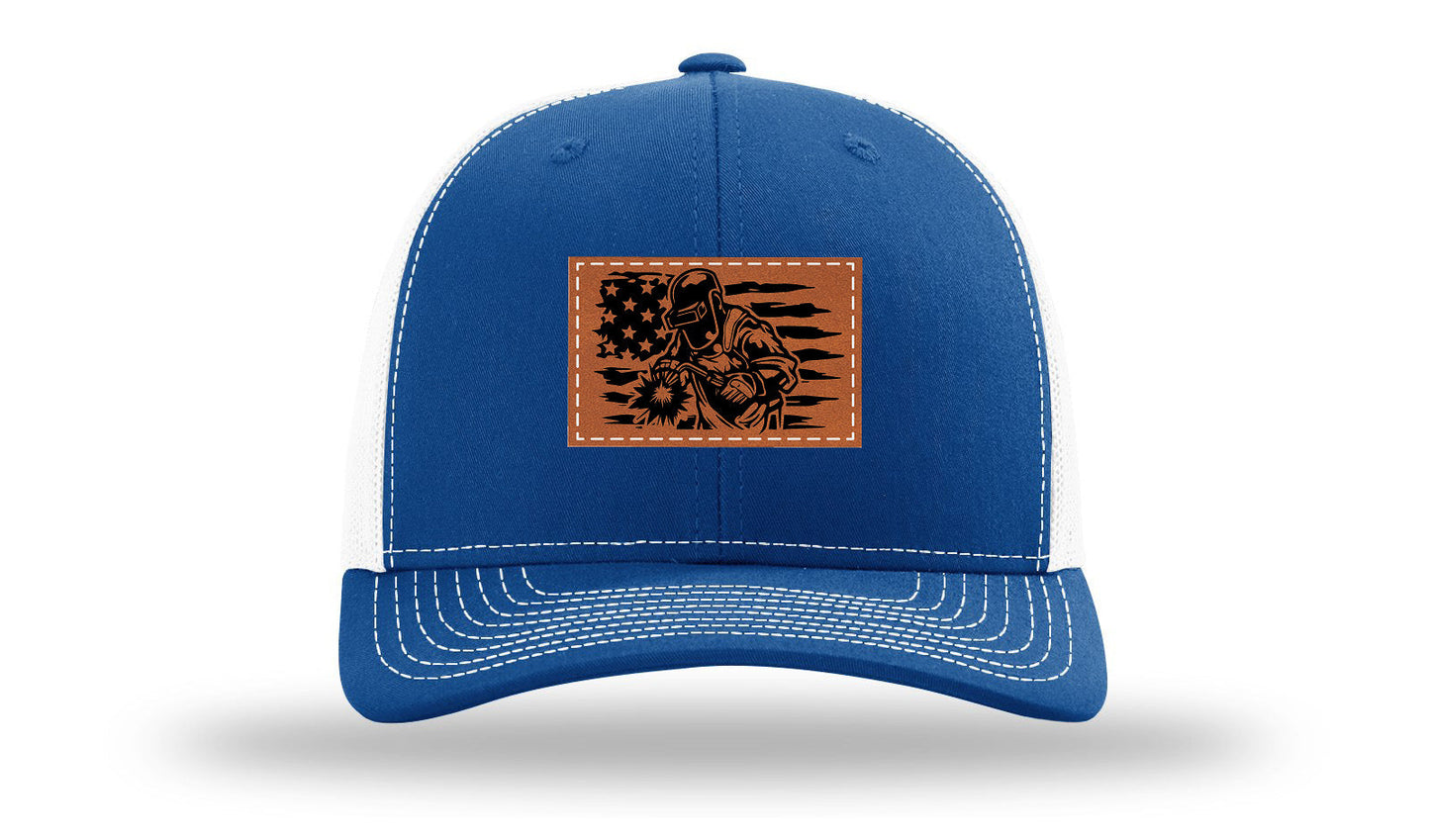 Welder Flag Leather Patch Richardson 112 Hat