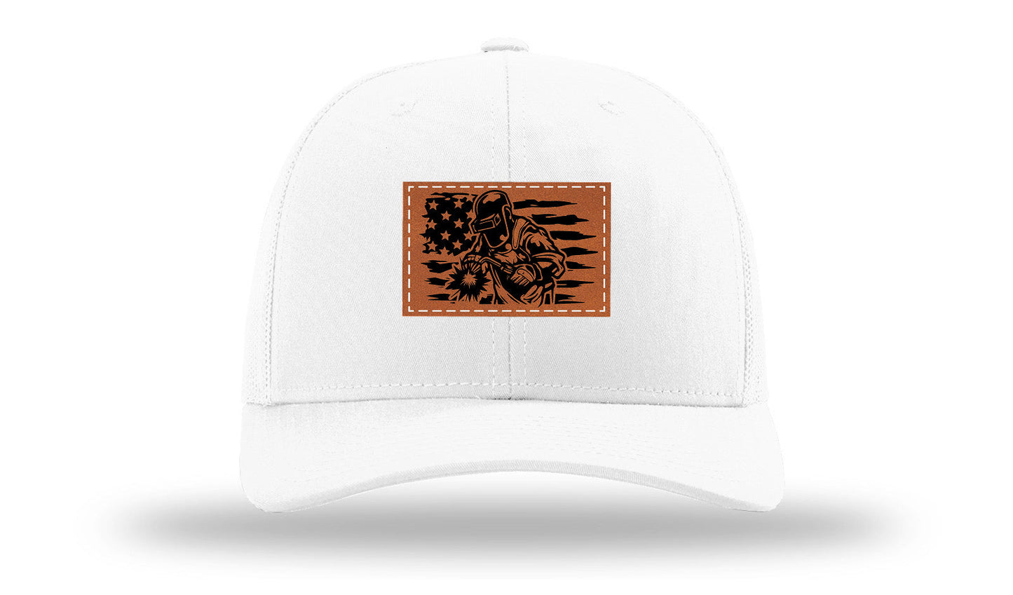 Welder Flag Leather Patch Richardson 112 Hat