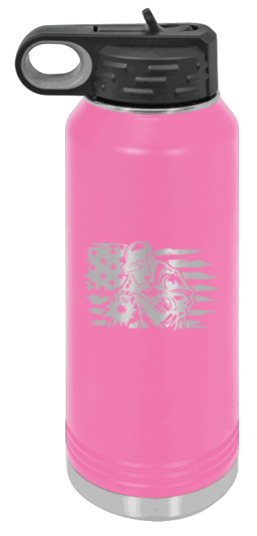 Welder Flag - 32oz Water Bottle Laser Engraved- Pink