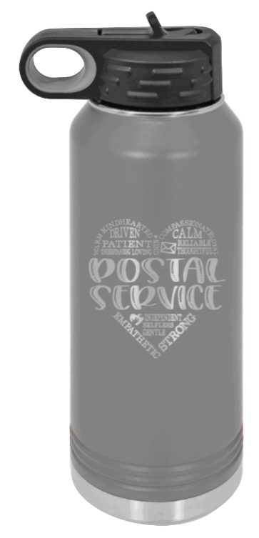Postal Service - 32oz Water Bottle Laser Engraved- Dark Grey