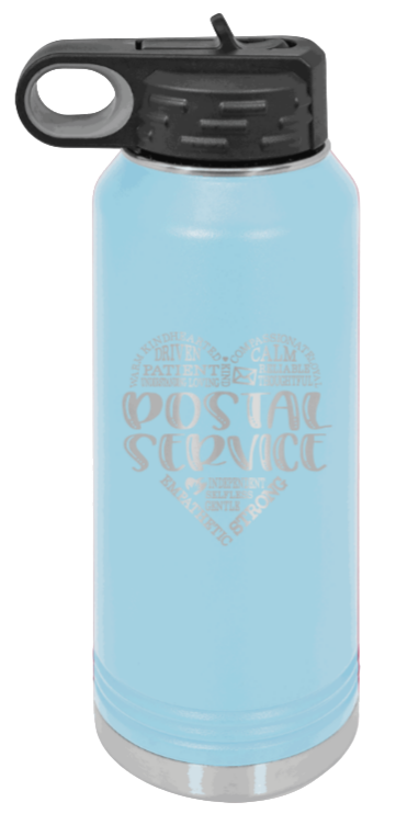 Postal Service - 32oz Water Bottle Laser Engraved- Light Blue