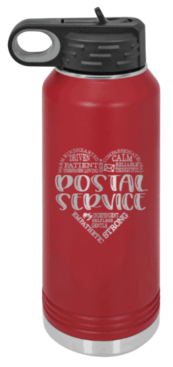 Postal Service - 32oz Water Bottle Laser Engraved- Maroon