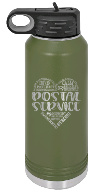 Postal Service - 32oz Water Bottle Laser Engraved- Olive