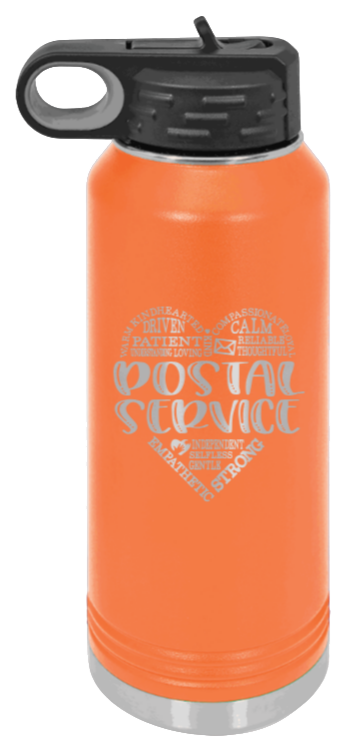 Postal Service - 32oz Water Bottle Laser Engraved- Orange