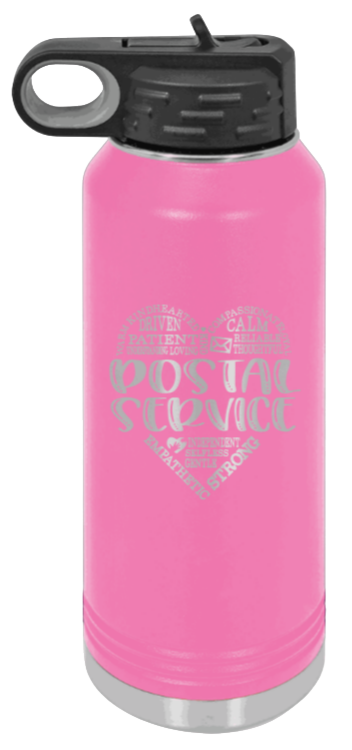 Postal Service - 32oz Water Bottle Laser Engraved- Pink