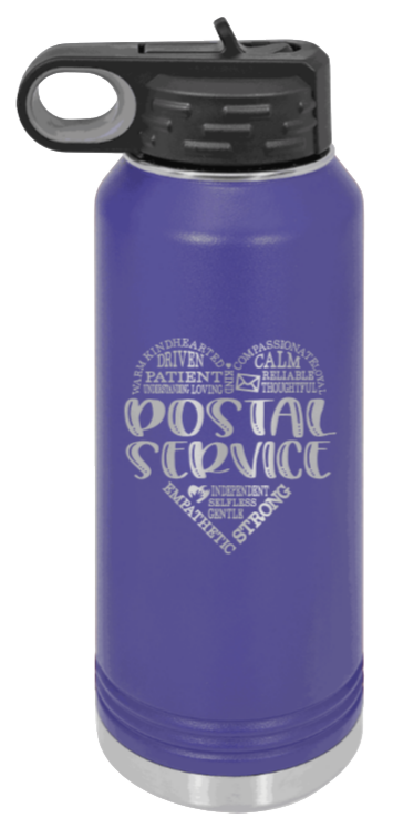 Postal Service - 32oz Water Bottle Laser Engraved- Purple