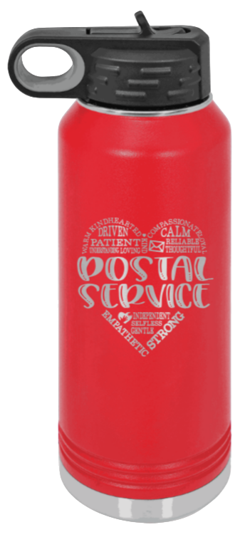 Postal Service - 32oz Water Bottle Laser Engraved- Red