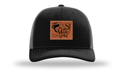 I Give The Best Blow Jobs Leather Patch Richardson 112 Hat-Black / Charcoal